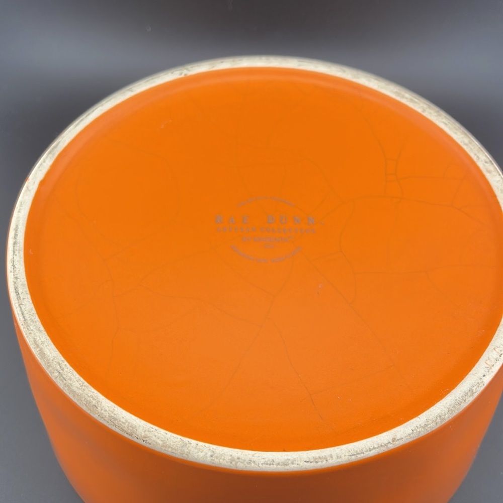 Rae Dunn Large Hallloween Scary Cute Matte Orange Dog Bowl - Picture 5 of 5